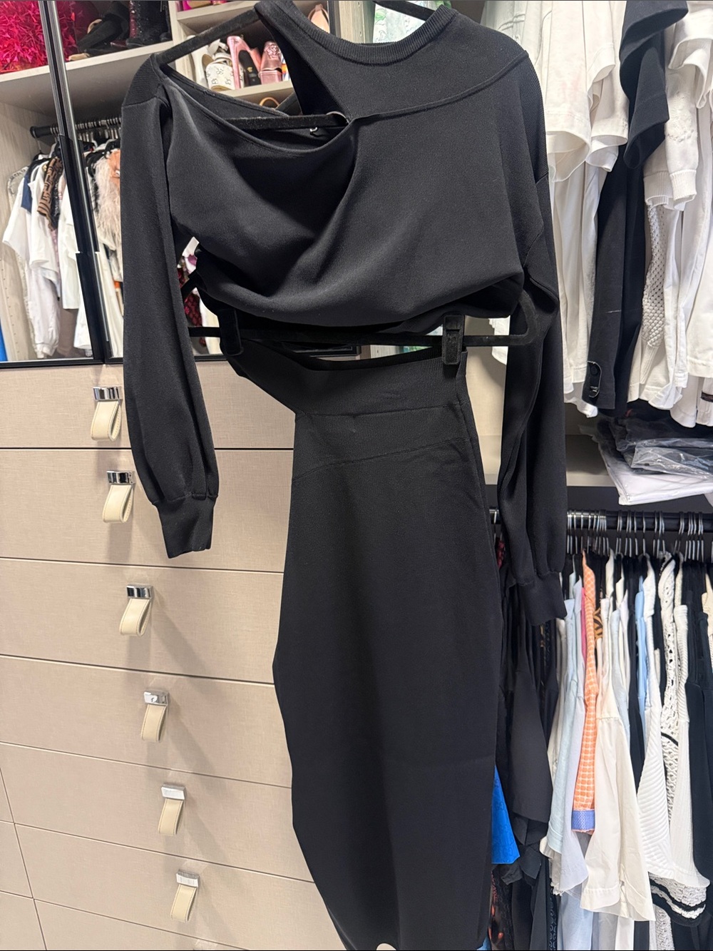 Michael Costello Black Cutout Pencil Skirt Ensemble